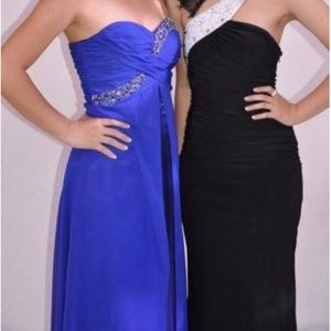 NWT Satin/Silk Beaded Strapless Blue Purple Dress